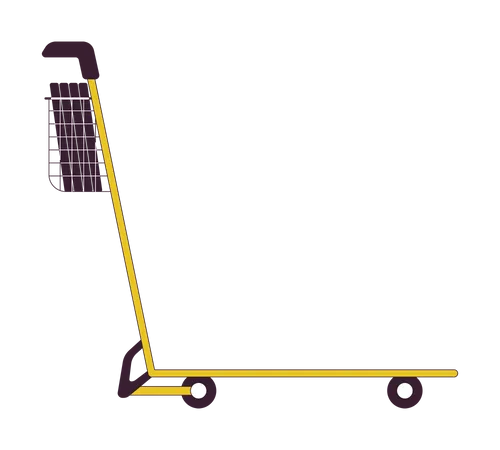 Luggage Cart At Airport Hotel Flat Line Color Isolated Vector Object Baggage Handling Trolley Editable Clip Art Image On White Background Simple Outline Cartoon Spot Illustration For Web Design Illustration