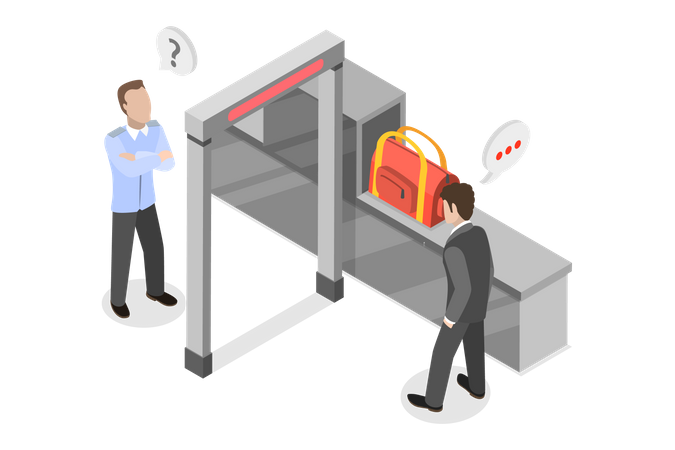 Luggage checking at airport  イラスト
