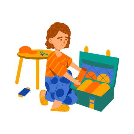 Luggage packing for trip Illustration