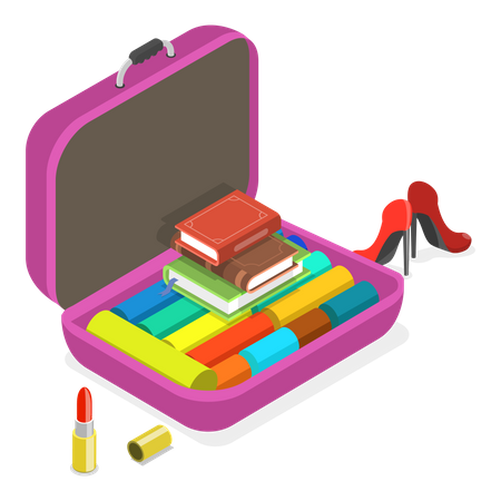 Luggages with Personal Belonging  Illustration