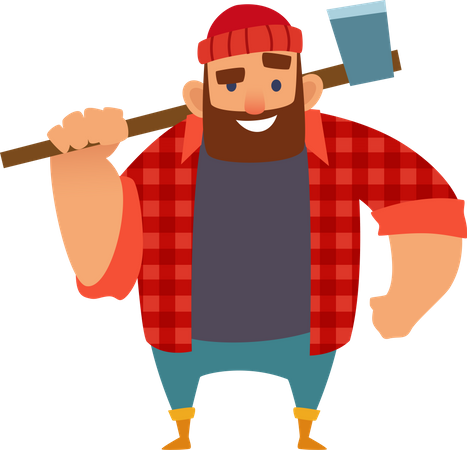 Lumberjack holding axe Illustration