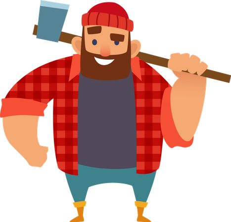 Lumberjack holding axe Illustration