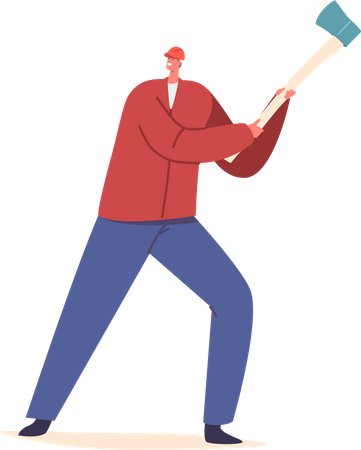 Lumberjack holding Axe  Illustration