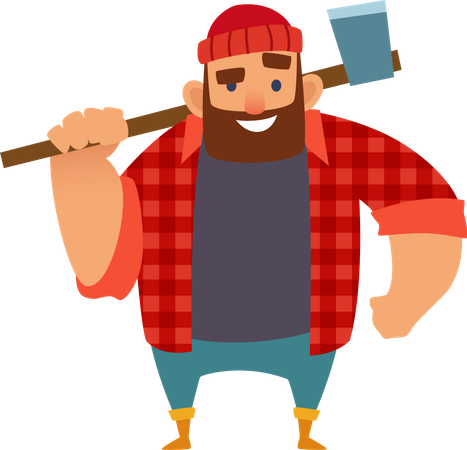 Lumberjack holding axe  Illustration