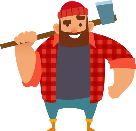 Lumberjack holding axe  Illustration