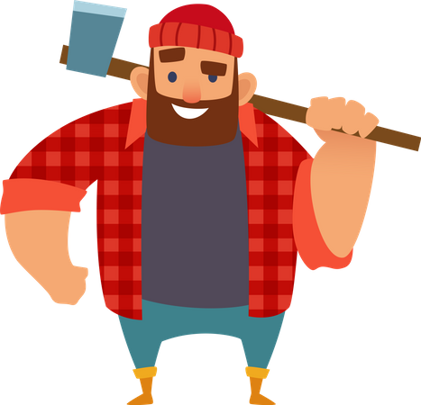 Lumberjack holding axe  Illustration