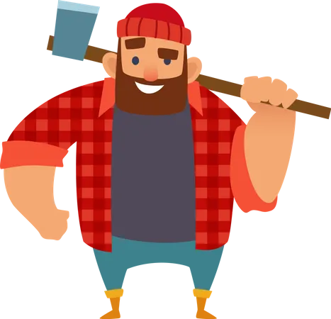 Lumberjack holding axe  Illustration