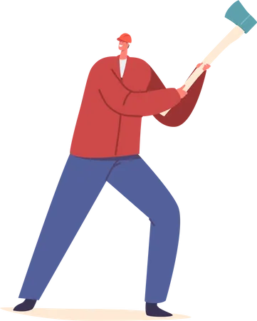 Lumberjack holding Axe  Illustration