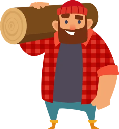 Lumberjack holding wood  Illustration