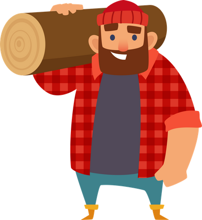 Lumberjack holding wood  Illustration