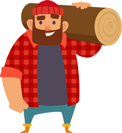 Lumberjack holding wood  Illustration