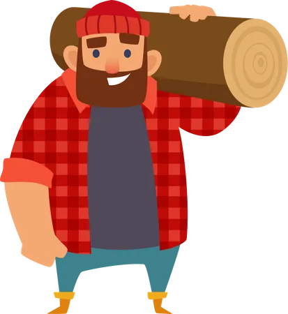 Lumberjack holding wood  Illustration