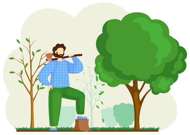 Lumberjack man holding axe  Illustration