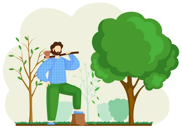 Lumberjack man holding axe  Illustration