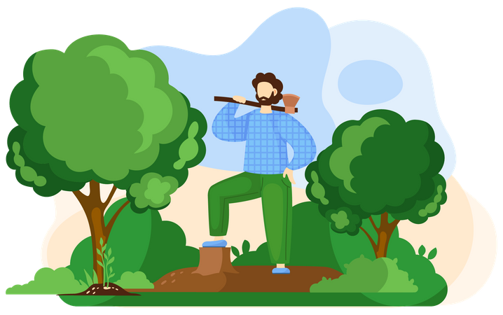Lumberjack man with axe  Illustration