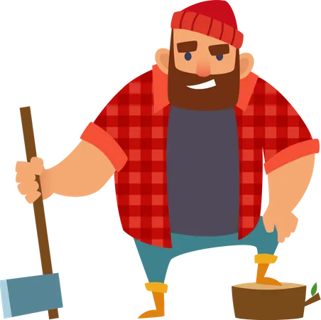 Lumberjack Different Action Poses Illustration