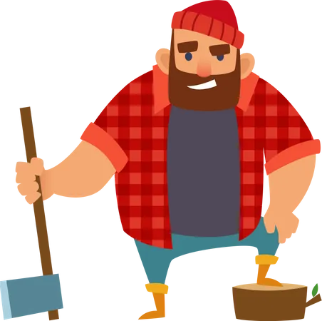 Lumberjack with axe  Illustration