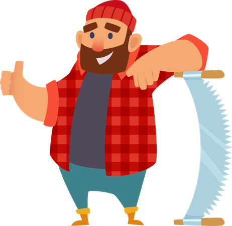 Lumberjack with crosscut saw  Illustration