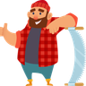illustration for lumberjack holding crosscut saw