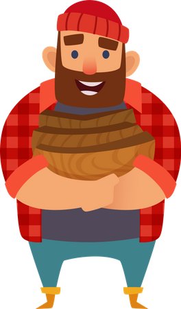 Lumberjack with wood blocks Illustration