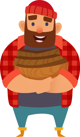 Lumberjack with wood blocks  Illustration