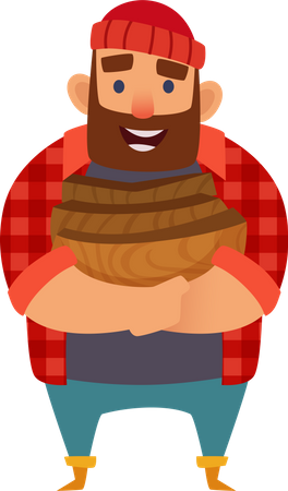 Lumberjack with wood blocks  Illustration