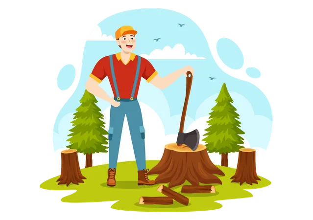 Lumberjack Work  Illustration
