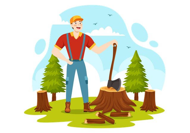 Lumberjack Work  Illustration