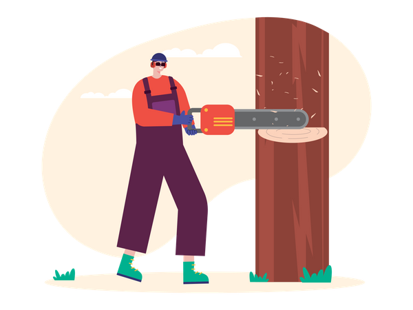 Lumberjacks cutting trees Illustration