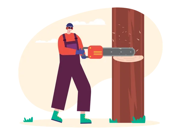 Lumberjacks cutting trees Illustration