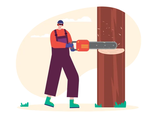 Lumberjacks cutting trees  Illustration