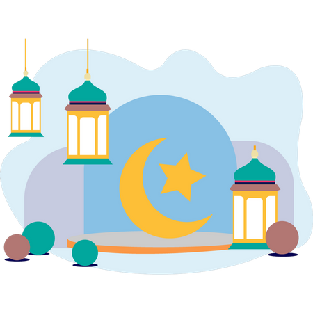 Lune du Ramadan qui brille  Ilustración