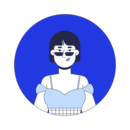 Lunettes de soleil étroites femme coréenne en robe d'été  Illustration