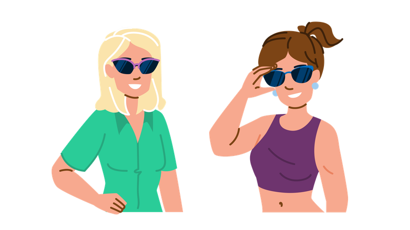 Les dames portent des lunettes de soleil  Illustration