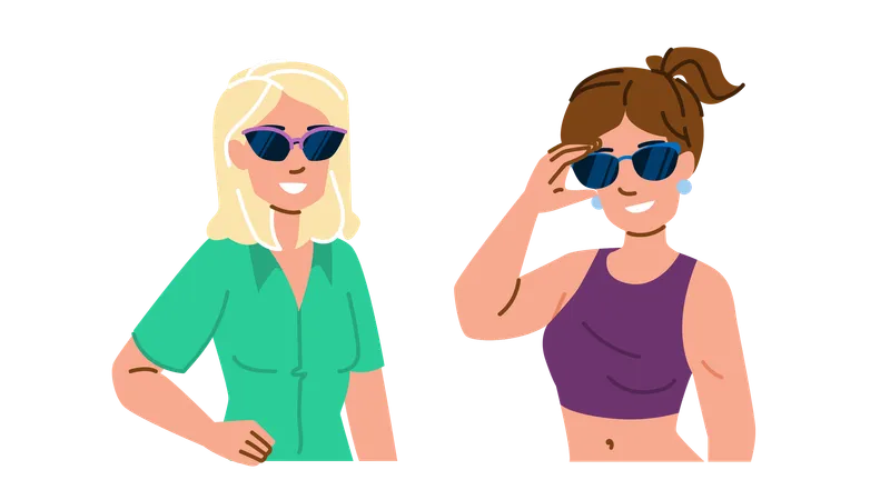 Les dames portent des lunettes de soleil  Illustration