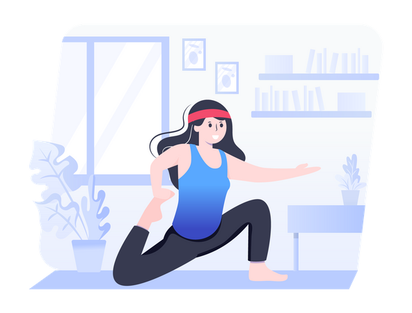 Lunge stretching by girl Illustration