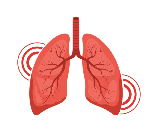 Lungs pain. Human internal organ disease. Lungs medical diagnosis and treatment. Vector illustration in flat cartoon style  Illustration