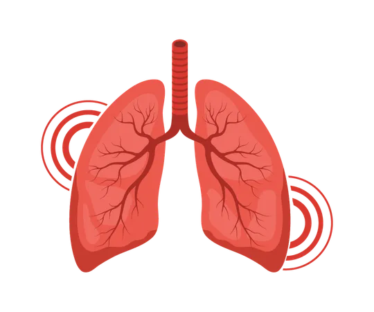Lungs pain. Human internal organ disease. Lungs medical diagnosis and treatment. Vector illustration in flat cartoon style  Illustration