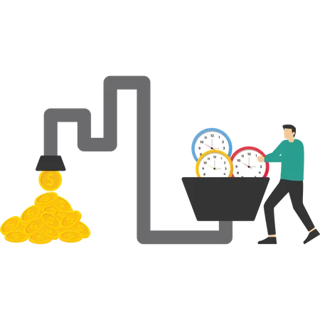 L'uomo d'affari guadagna enormi profitti in un tempo limitato  Illustration