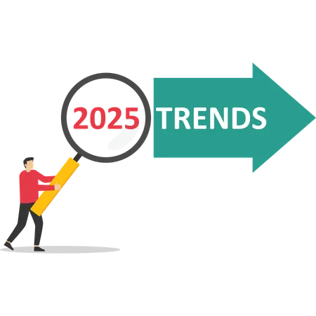 Lupe vergrößert Trends für 2025  Illustration