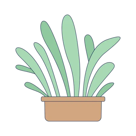 Lush plant growing in pot  Illustration