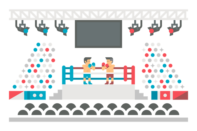 Combate de boxe  Ilustração