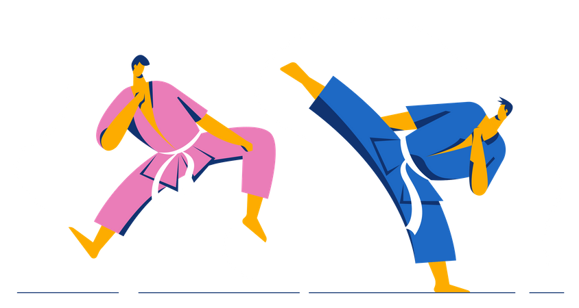 Lutadores de taekwondo  Ilustração