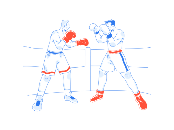 Lutadores fazendo boxe  Ilustração