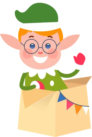 Lutin de Noël de la boîte surprise  Illustration