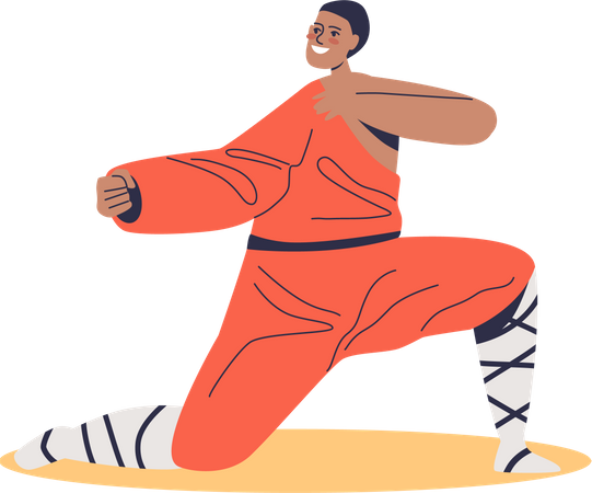 Lutteur asiatique en costume pour la compétition de match  Illustration