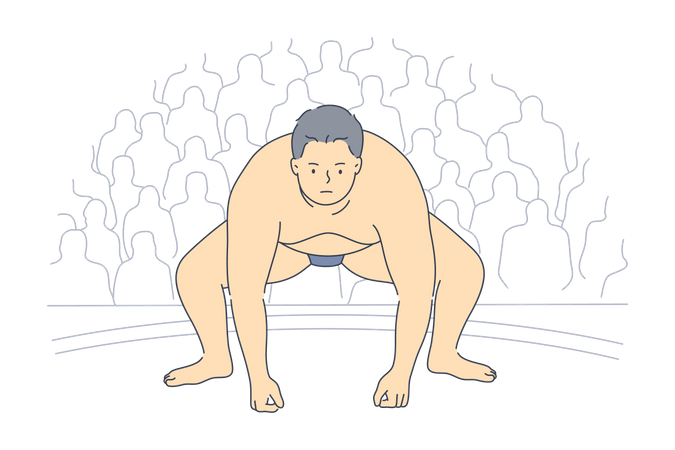 Lutteur de sumo dans le stade  Illustration