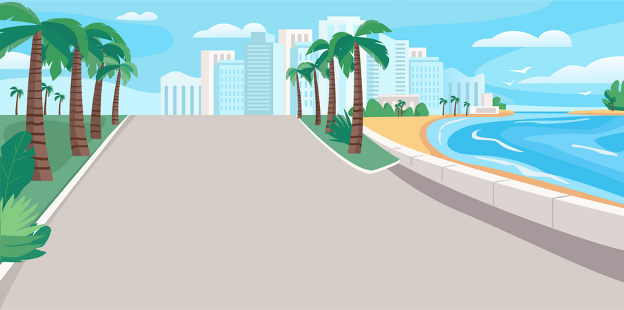 Luxury seaside resort boulevard Illustration