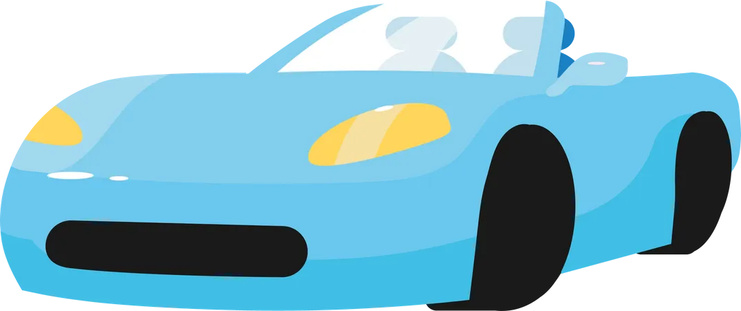 Luxus Blaues Auto Halbflaches Farbvektorobjekt Artikel In Voller Grosse Auf Weiss Cabriolet Auto Sportauto Ohne Dach Isolierte Moderne Cartoon Stil Illustration Fur Grafikdesign Und Animation Illustration