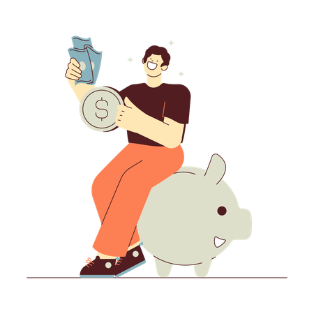 Ma Saving Money  Illustration